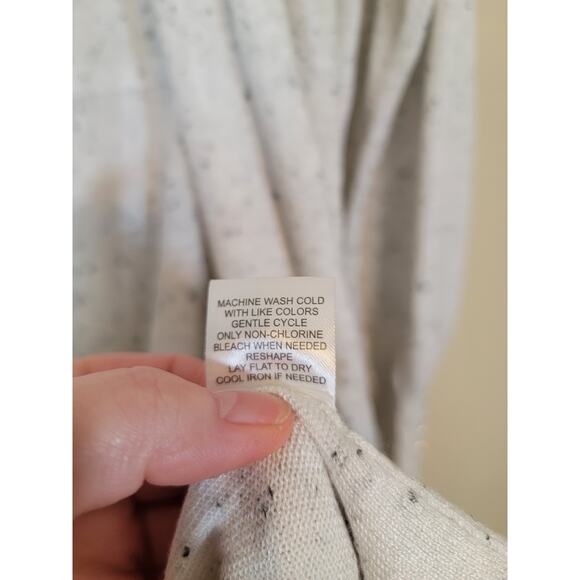 Eleven Eleven Speckled Open Front Knit Cardigan Sweater White Black Size Medium - Picture 8 of 8